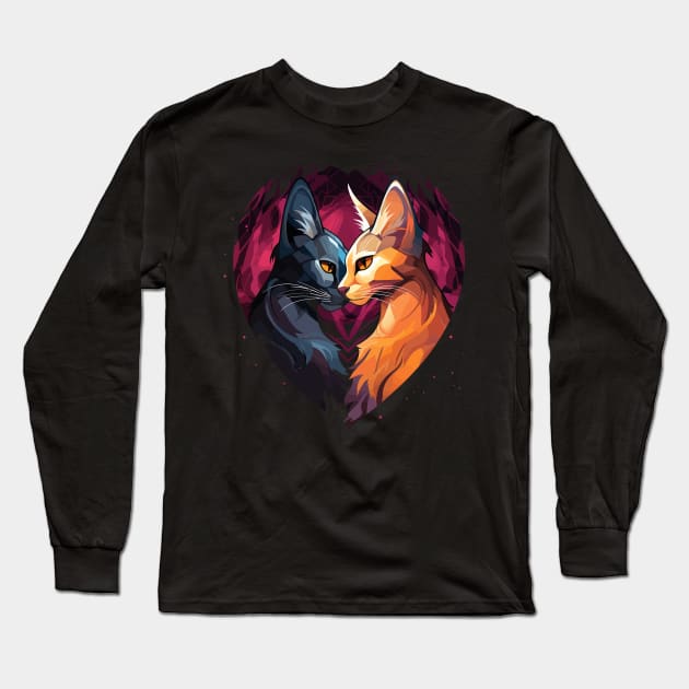 Caracal Couple Valentine Long Sleeve T-Shirt by JH Mart